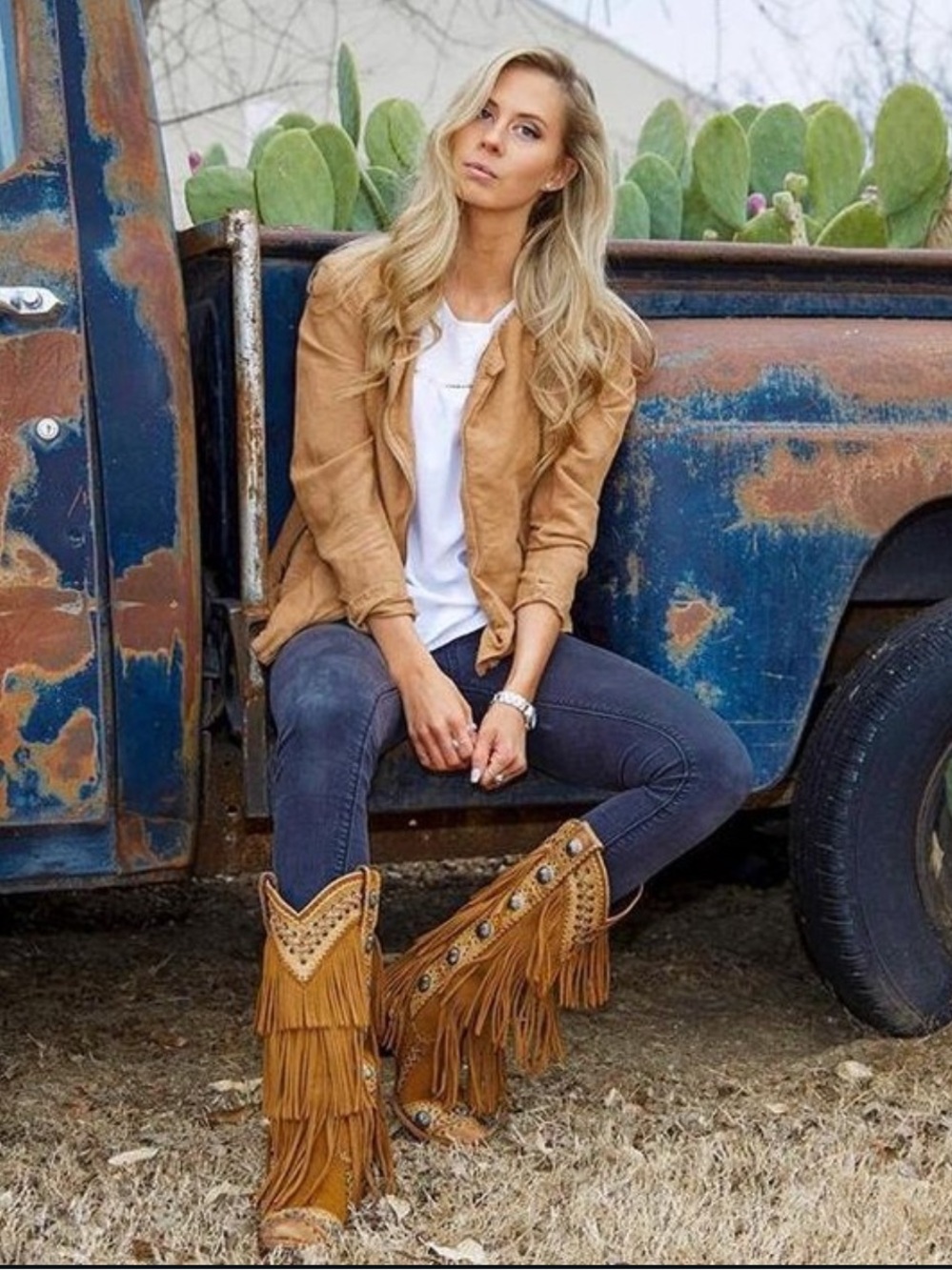 Lane Wind Walker Sandstone Leather Fringe Cowboy Boots - Picture 3 of 16